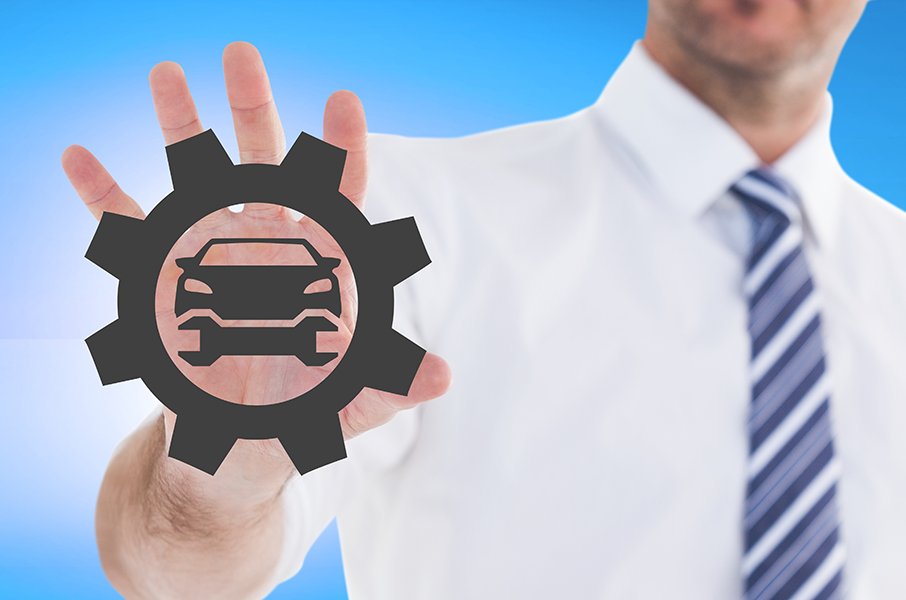 Imagen de Mid Section Of Male Executive Touching Vector Car Sign